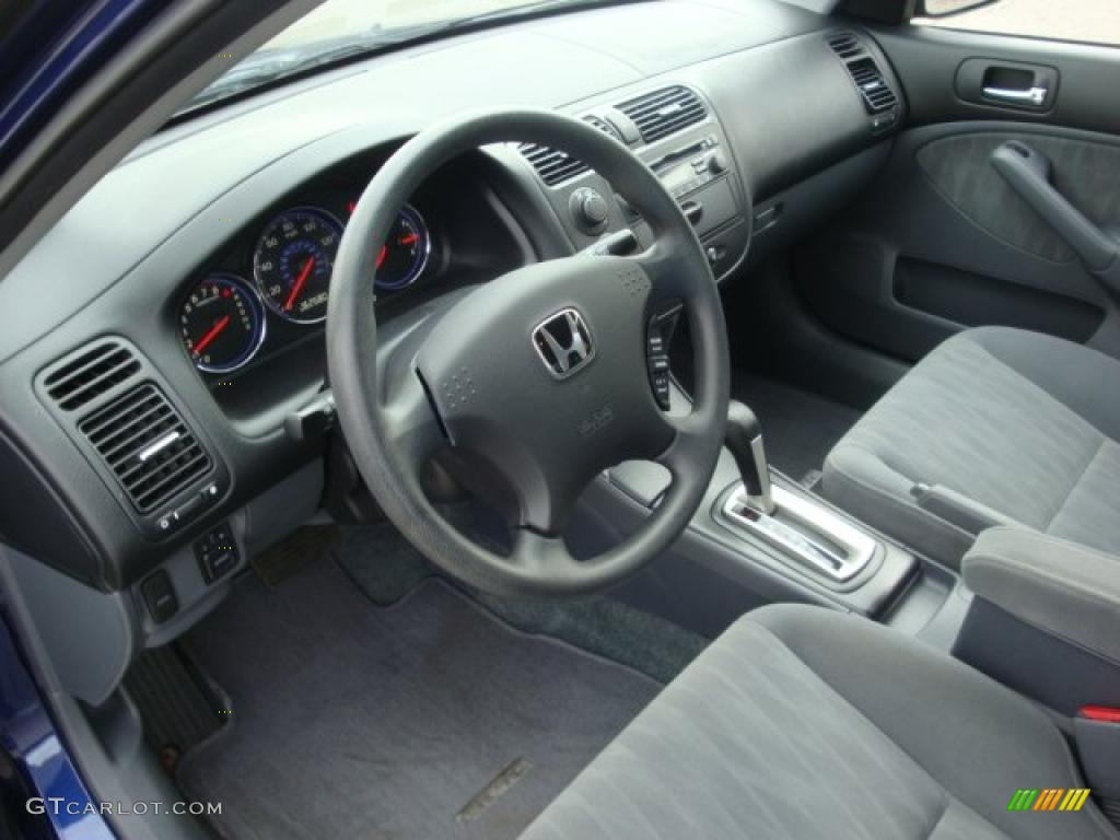 2005 Honda Civic LX Sedan Gray Dashboard Photo #38591121