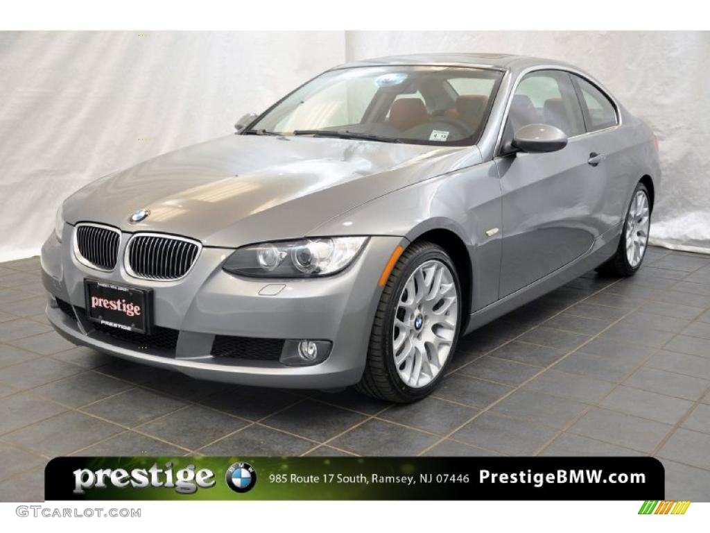 2008 3 Series 328xi Coupe - Space Grey Metallic / Coral Red/Black photo #1