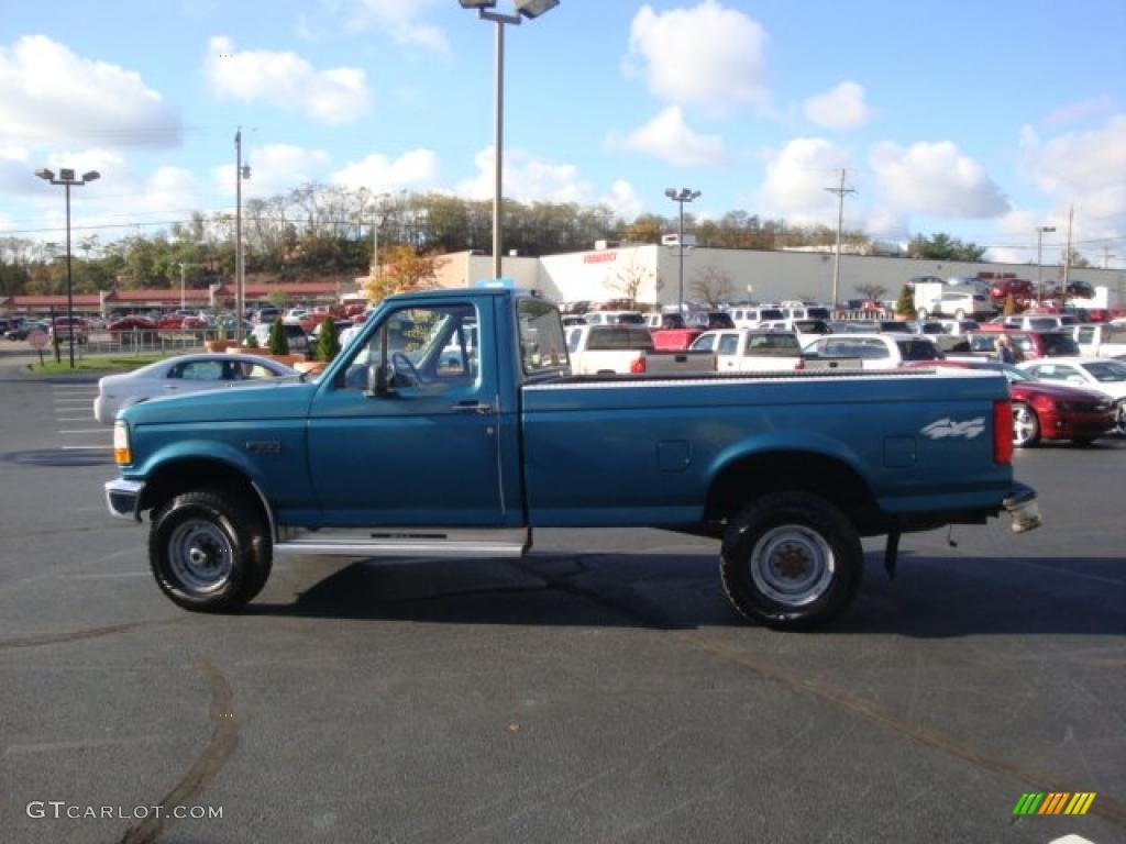 1996 F250 XL Regular Cab 4x4 - Reef Blue Metallic / Grey photo #5