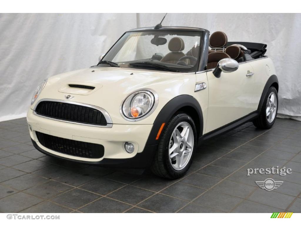 2010 Cooper S Convertible - Pepper White / Lounge Hot Chocolate Leather photo #1