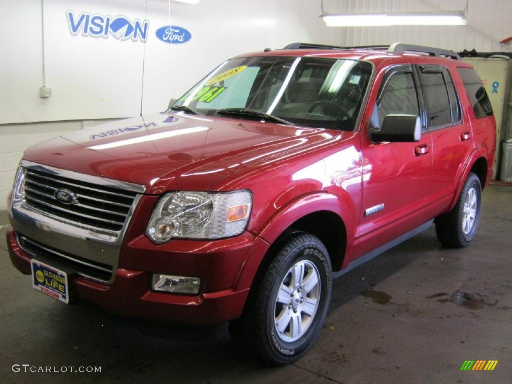 2008 Explorer XLT 4x4 - Redfire Metallic / Black/Stone photo #1