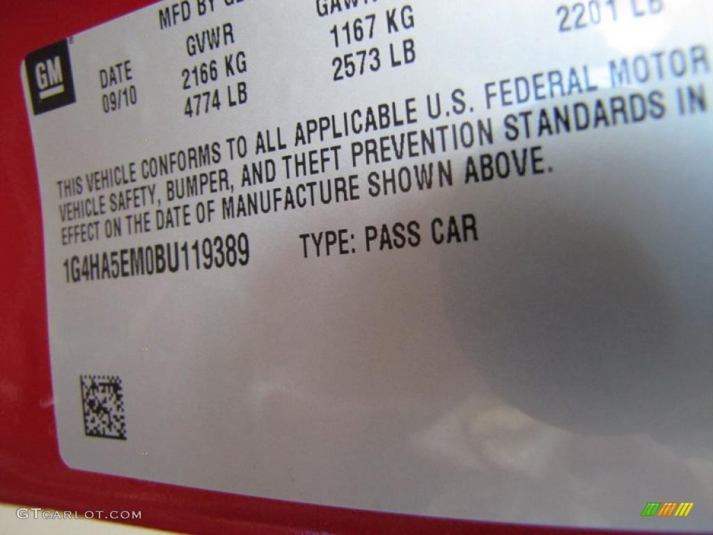 2011 Buick Lucerne CX Info Tag Photo #38600401