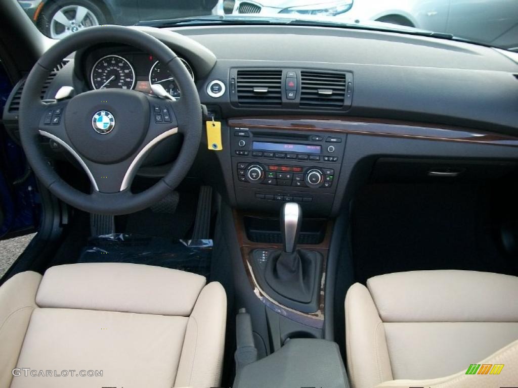 2010 BMW 1 Series 128i Convertible Beige Boston Leather Dashboard Photo #38610653