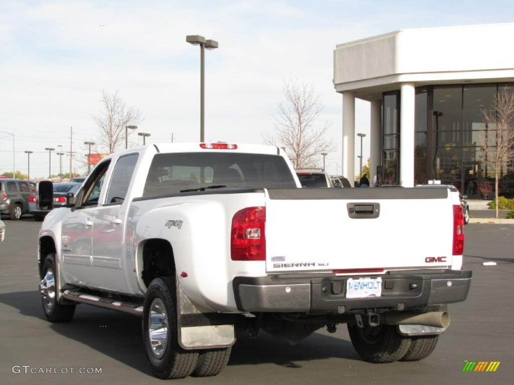 Summit White 2009 GMC Sierra 3500HD SLT Crew Cab 4x4 Dually Exterior Photo #38614526
