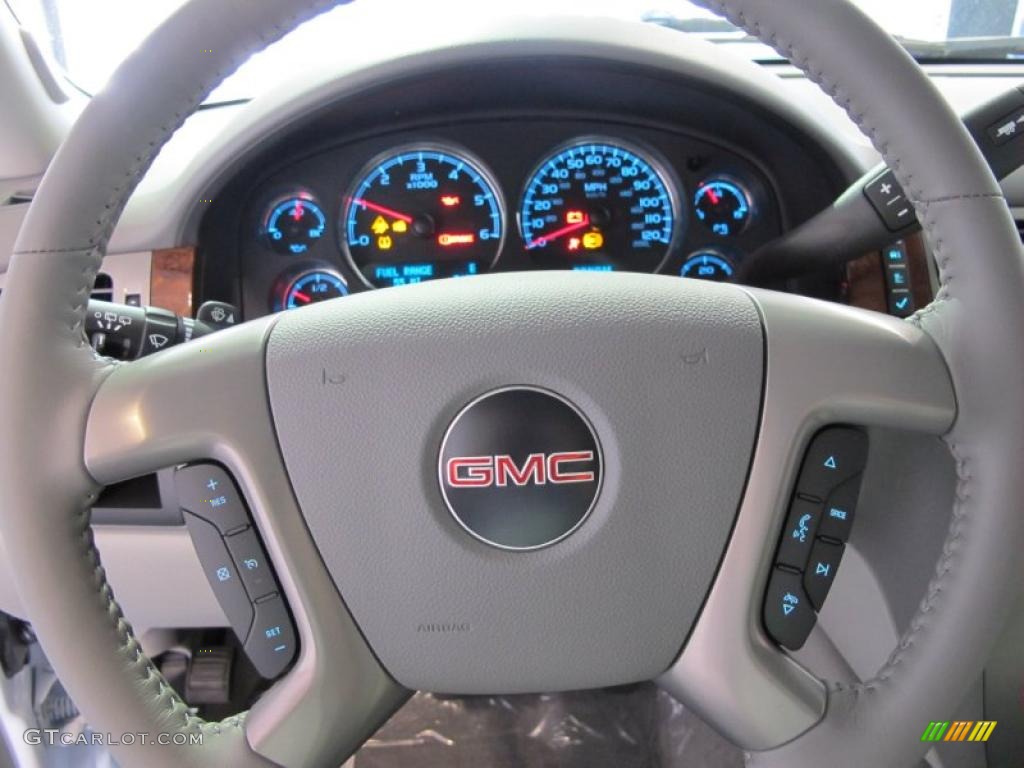 2011 GMC Yukon SLT Light Titanium Steering Wheel Photo #38626362