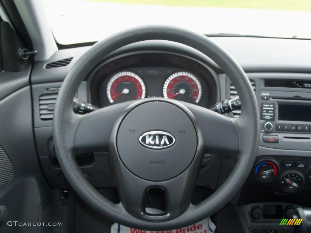 2010 Kia Rio LX Sedan Gray Steering Wheel Photo #38628670