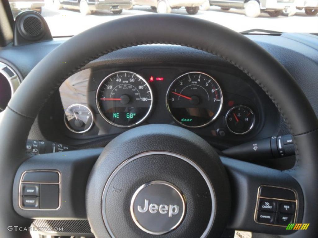 2011 Jeep Wrangler Rubicon 4x4 Black Steering Wheel Photo #38632654