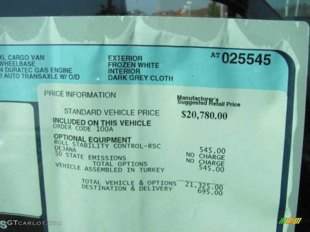 2010 Ford Transit Connect XL Cargo Van Window Sticker Photo #38635858