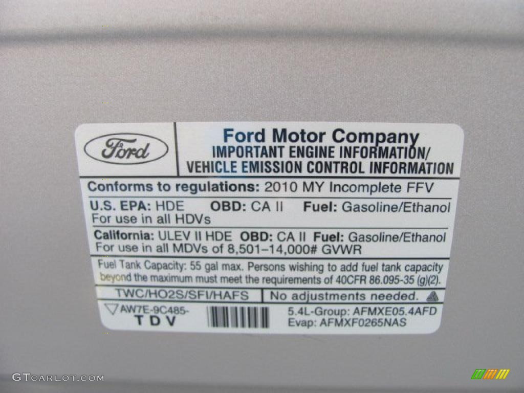2010 Ford E Series Cutaway E350 Commercial Moving Van Info Tag Photo #38636786