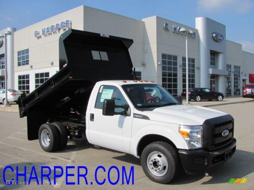 2011 F350 Super Duty XL Regular Cab Chassis Dump Truck - Oxford White / Steel photo #1