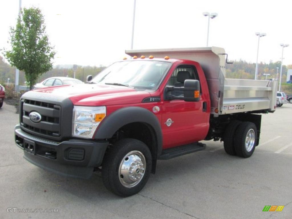 Vermillion Red 2011 Ford F550 Super Duty XL Regular Cab 4x4 Dump Truck Exterior Photo #38637290