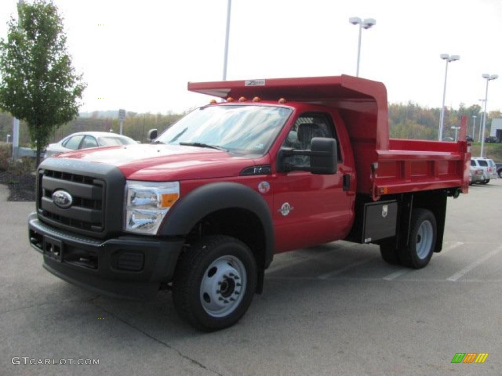 2011 F450 Super Duty XL Regular Cab 4x4 Dually Dump Truck - Vermillion Red / Steel photo #10