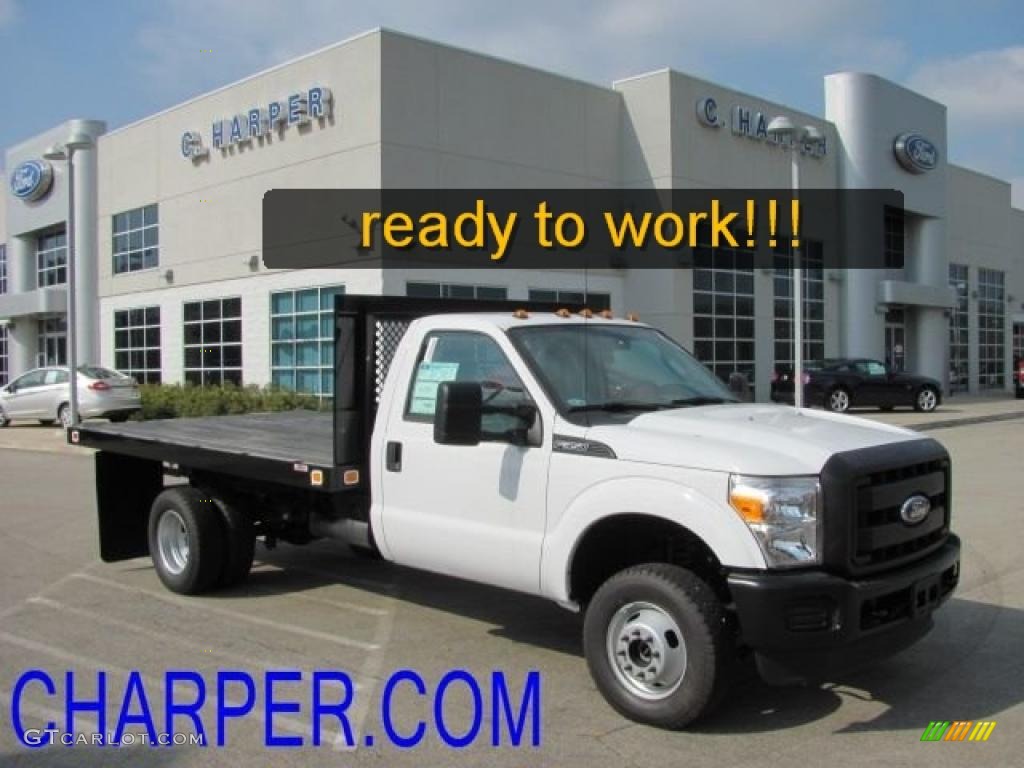 2011 F350 Super Duty XL Regular Cab 4x4 Chassis Stake Truck - Oxford White / Steel photo #1