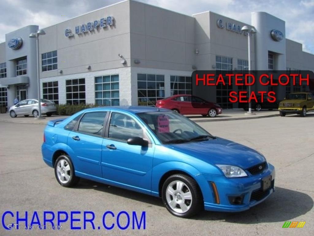 2007 Focus ZX4 SES Sedan - Aqua Blue Metallic / Charcoal/Light Flint photo #1