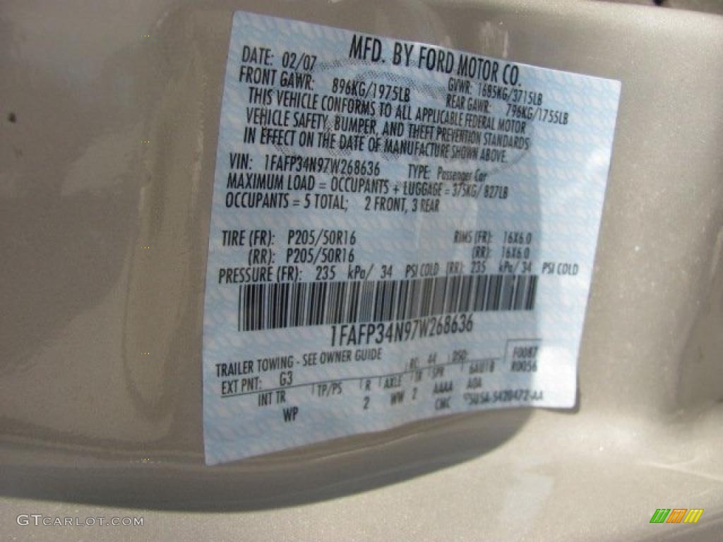 2007 Focus Color Code G3 for Pueblo Gold Metallic Photo #38642202