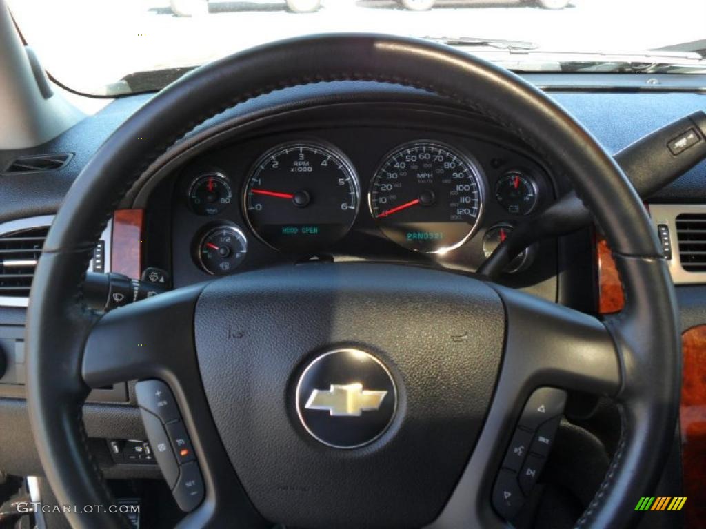 2008 Chevrolet Silverado 1500 LTZ Extended Cab Ebony Steering Wheel Photo #38644026