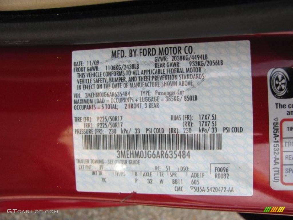 2010 Milan Color Code JV for Sangria Red Metallic Photo #38644886