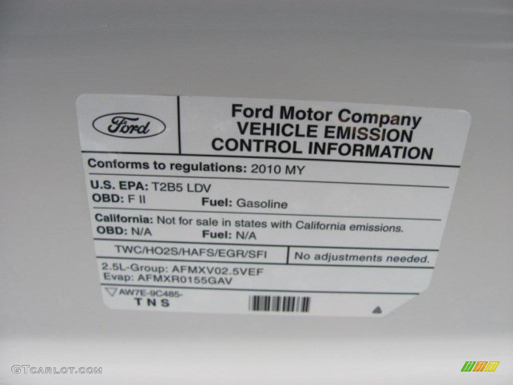 2010 Ford Fusion SEL Info Tag Photo #38645068