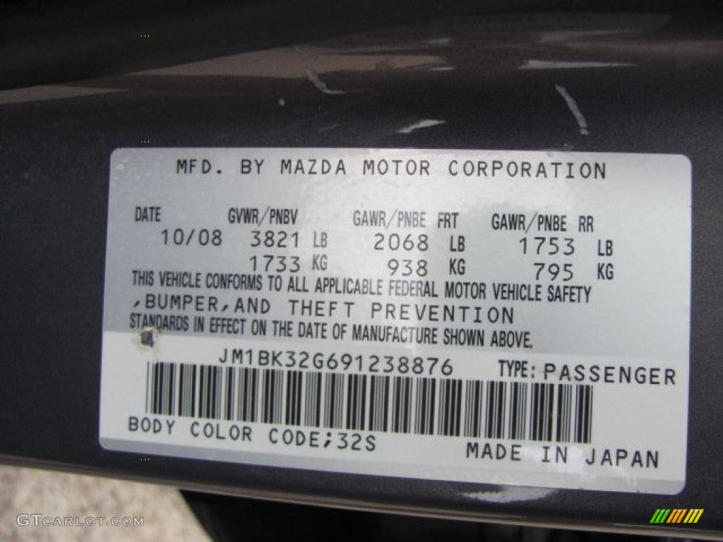 2009 MAZDA3 Color Code 32S for Galaxy Gray Mica Photo #38646922