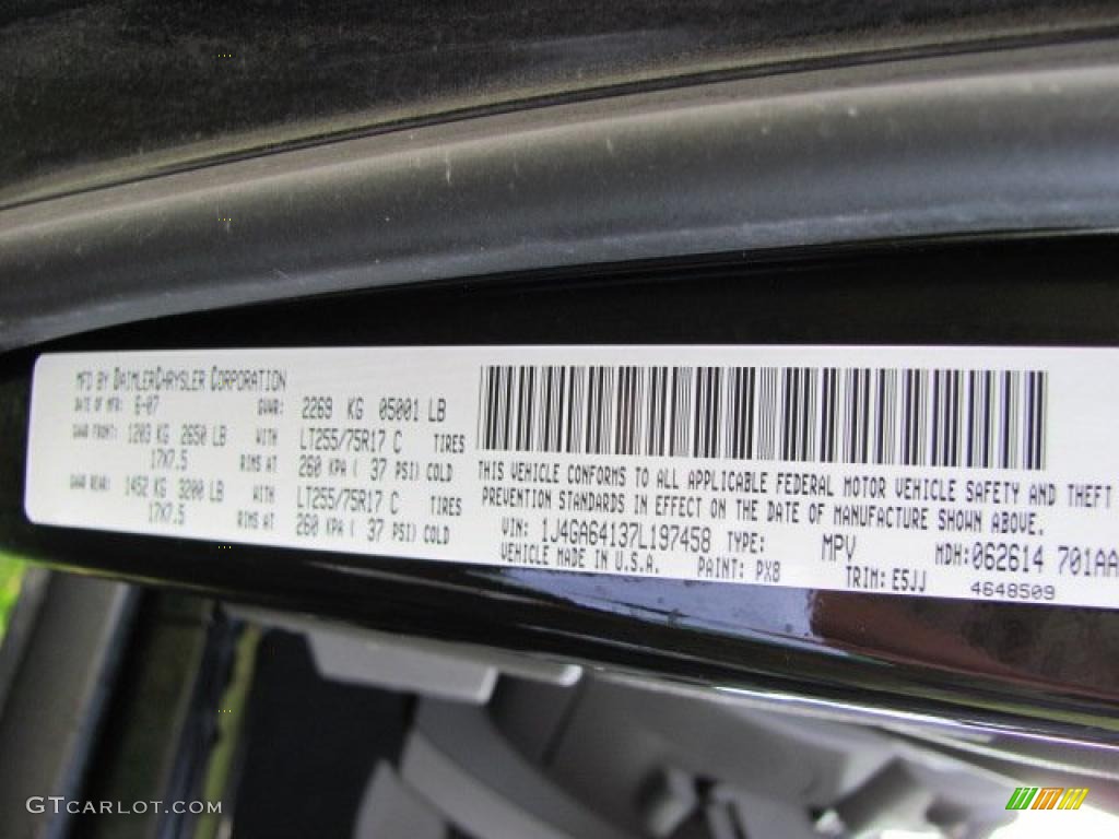2007 Wrangler Color Code PX8 for Black Photo #38651154