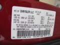 PRH: Inferno Red Crystal Pearlcoat 2008 Chrysler Town & Country Touring Color Code