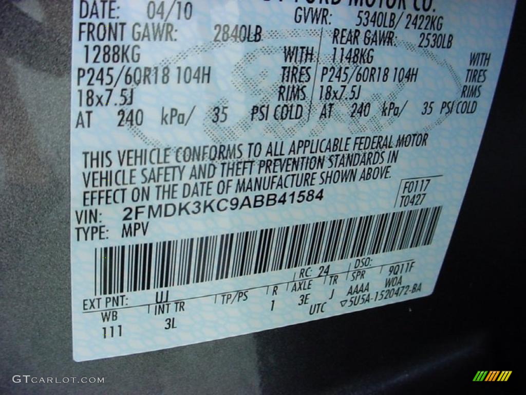 2010 Edge Color Code UJ for Sterling Grey Metallic Photo #38652282