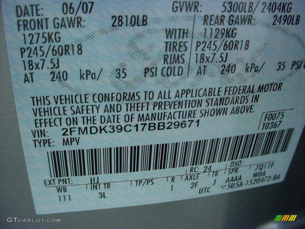 2007 Edge Color Code HJ for Pewter Metallic Photo #38653326