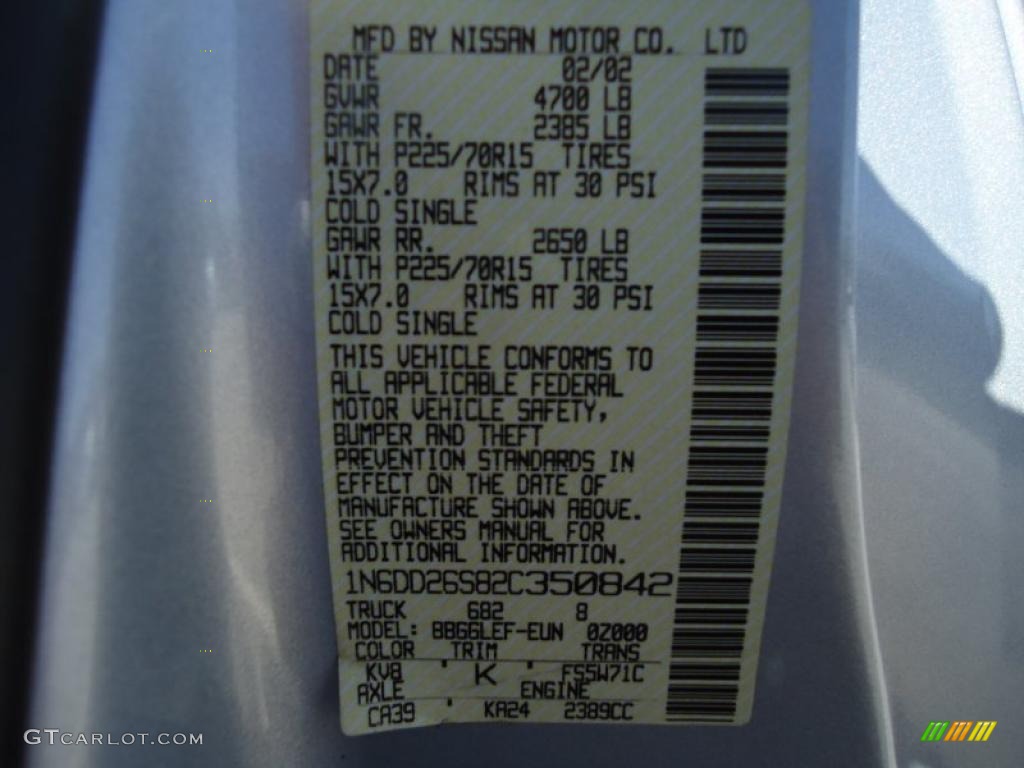 2002 Frontier Color Code KV8 for Silver Ice Metallic Photo #38653550