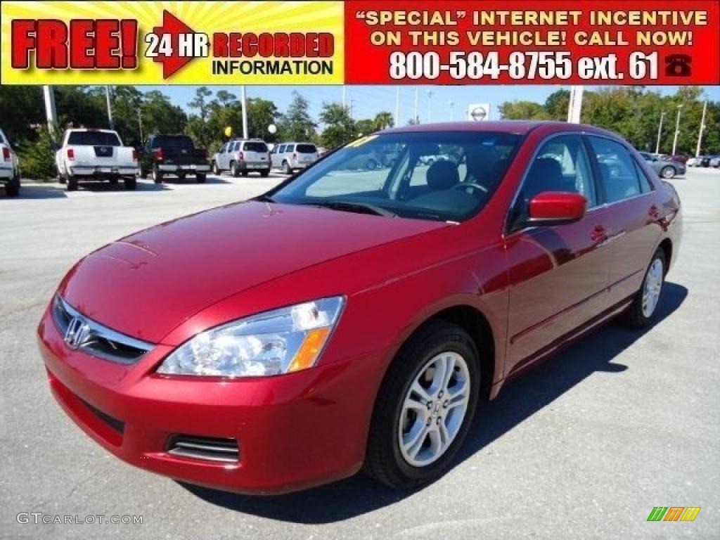 2007 Accord EX-L Sedan - Moroccan Red Pearl / Gray photo #1