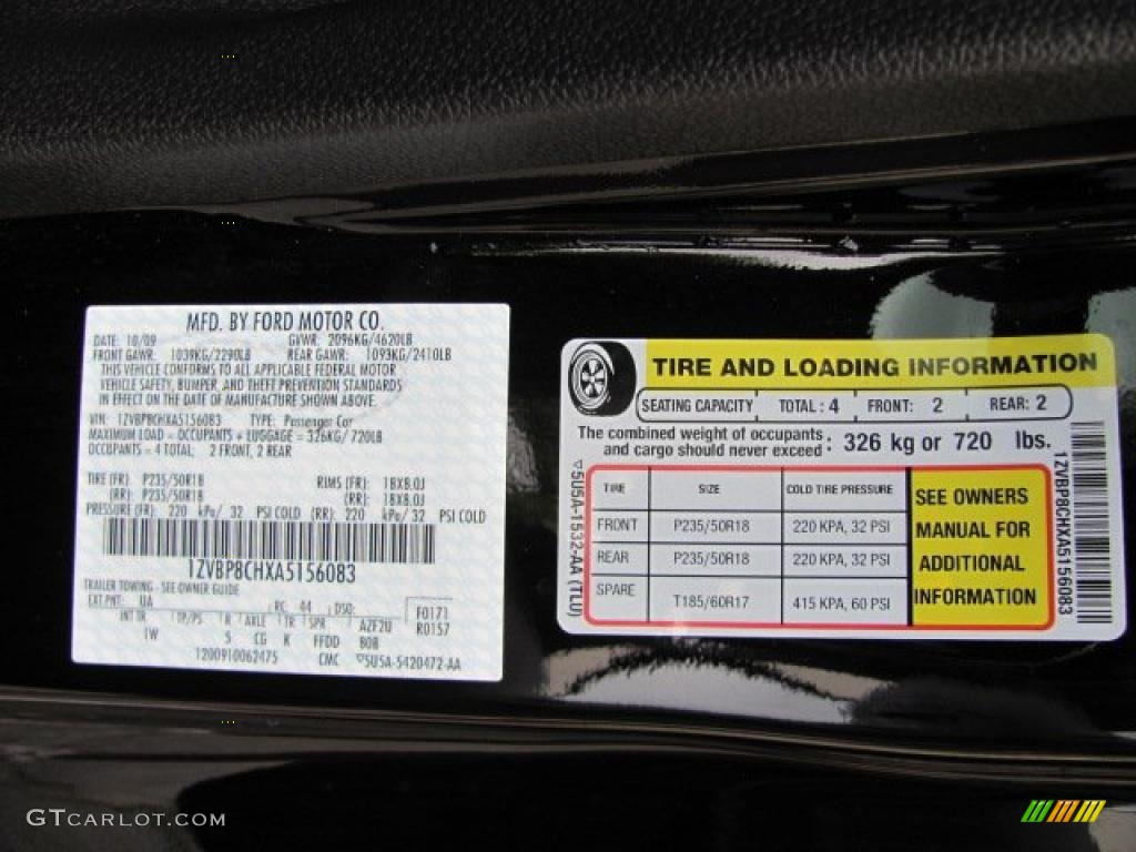 2010 Mustang Color Code UA for Black Photo #38654951