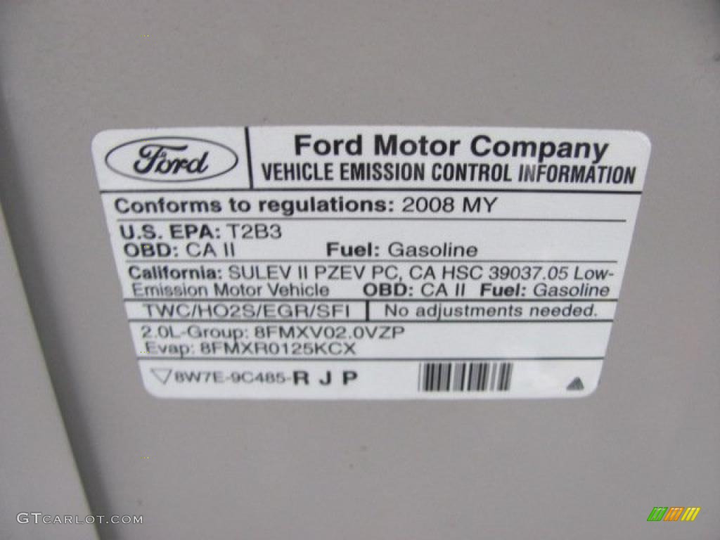 2008 Ford Focus SE Coupe Info Tag Photo #38656330