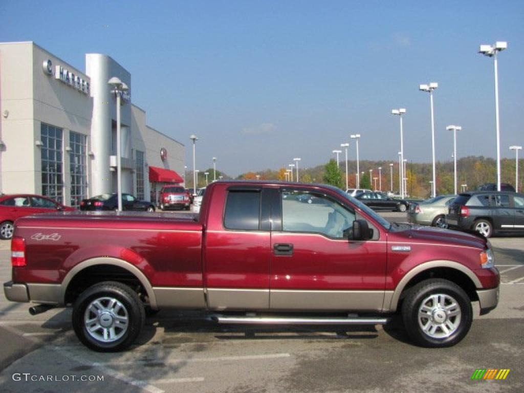 Dark Toreador Red Metallic 2004 Ford F150 Lariat SuperCab 4x4 Exterior Photo #38657006