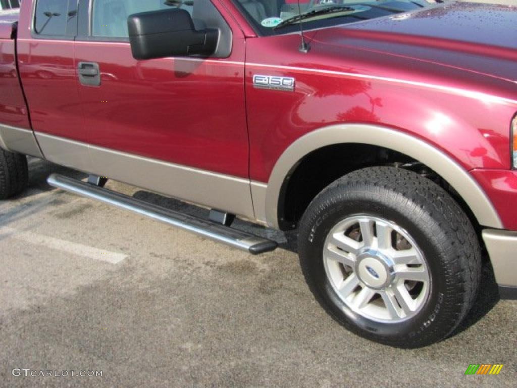 2004 F150 Lariat SuperCab 4x4 - Dark Toreador Red Metallic / Tan photo #5