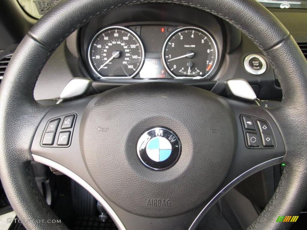 2009 BMW 1 Series 128i Convertible Black Steering Wheel Photo #38657122