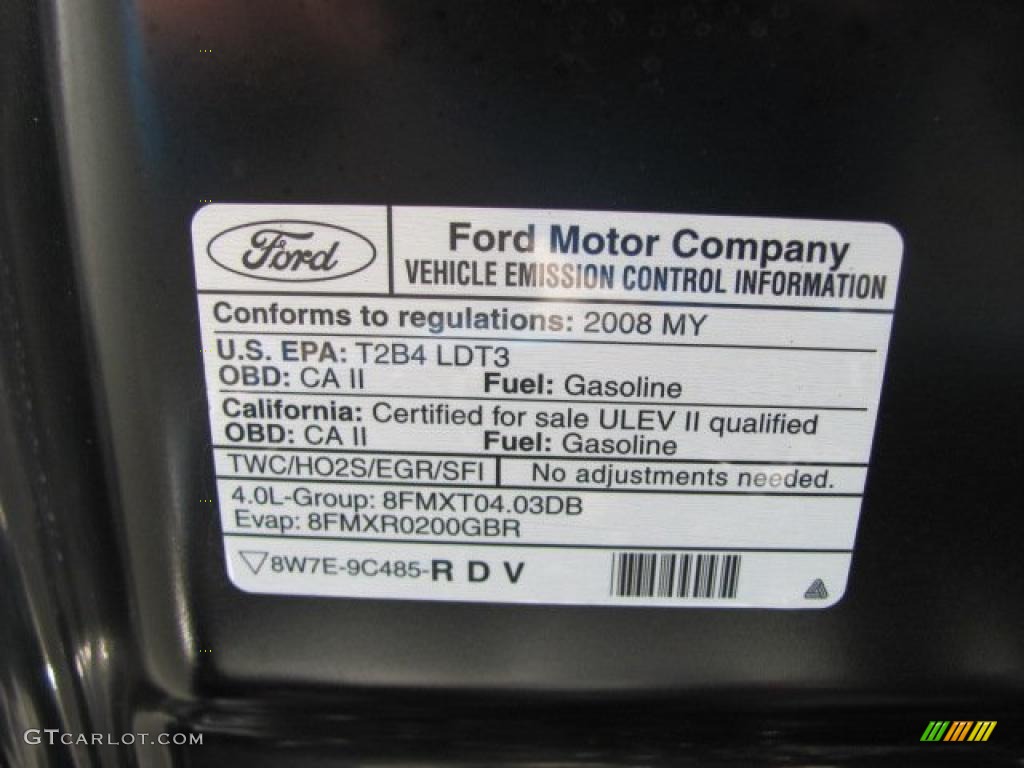 2008 Ford Explorer XLT 4x4 Info Tag Photo #38657874