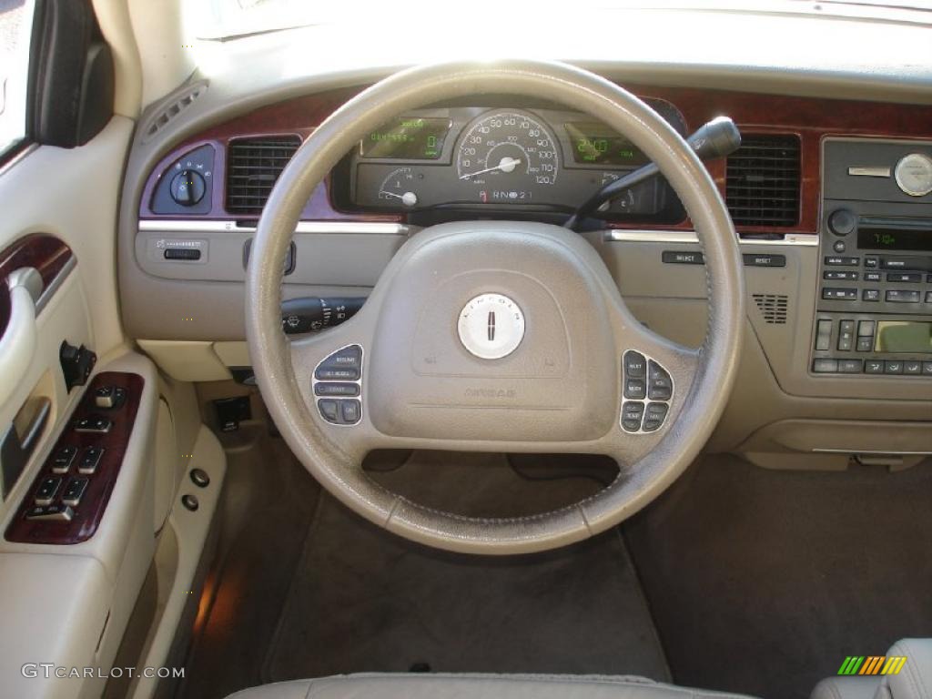 2003 Lincoln Town Car Executive Medium Dark Parchment/Light Parchment Steering Wheel Photo #38660442