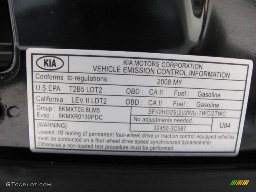 2008 Kia Sorento EX 4x4 Info Tag Photos
