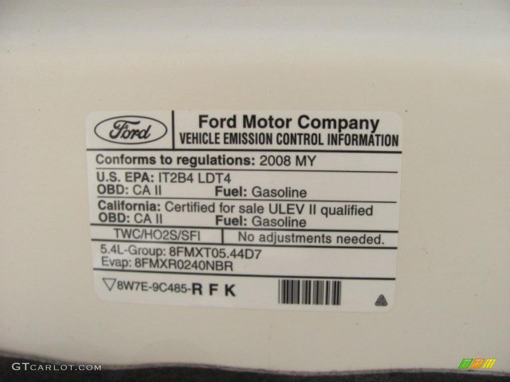2008 Ford F150 Lariat SuperCrew 4x4 Info Tag Photo #38661750