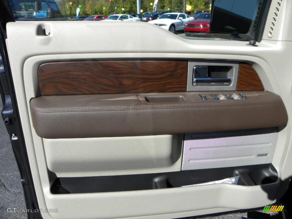 2010 Ford F150 Platinum SuperCrew 4x4 Medium Stone Leather/Sienna Brown Door Panel Photo #38665626