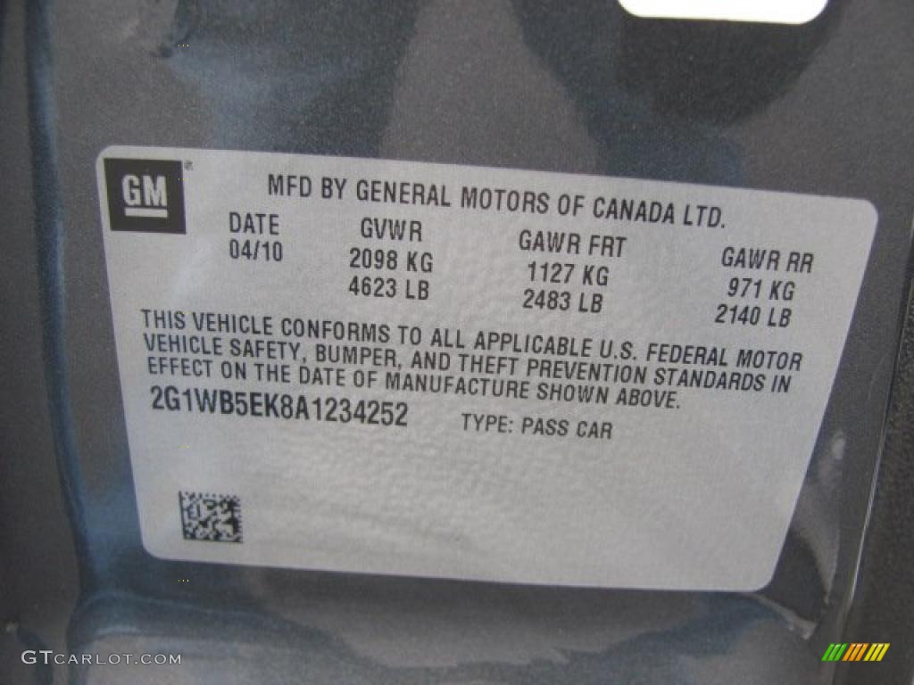 2010 Chevrolet Impala LT Info Tag Photo #38670715