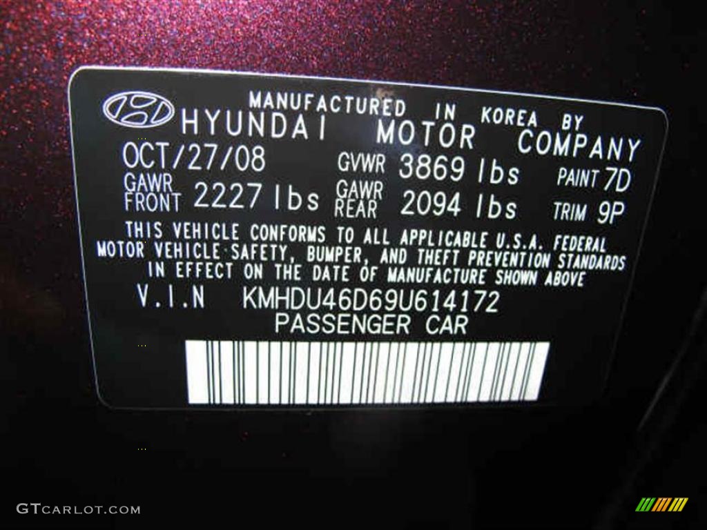 2009 Elantra SE Sedan - Purple Rain / Black photo #20