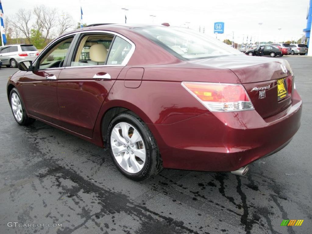 2008 Accord EX-L V6 Sedan - Basque Red Pearl / Ivory photo #2