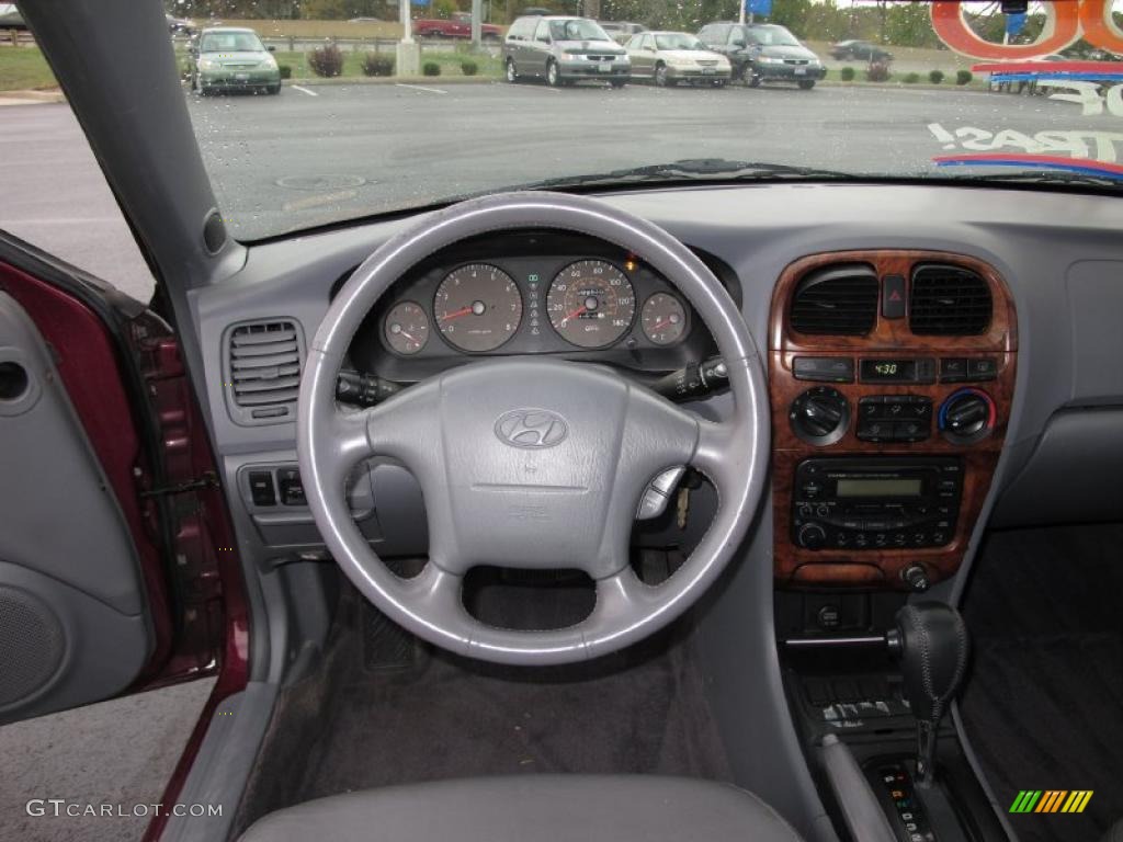 2000 Sonata GLS V6 - Ruby Red / Gray photo #16