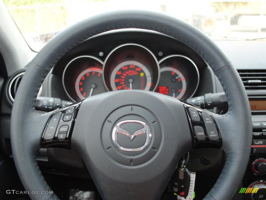 2009 Mazda MAZDA3 s Grand Touring Sedan Black Steering Wheel Photo #38677810