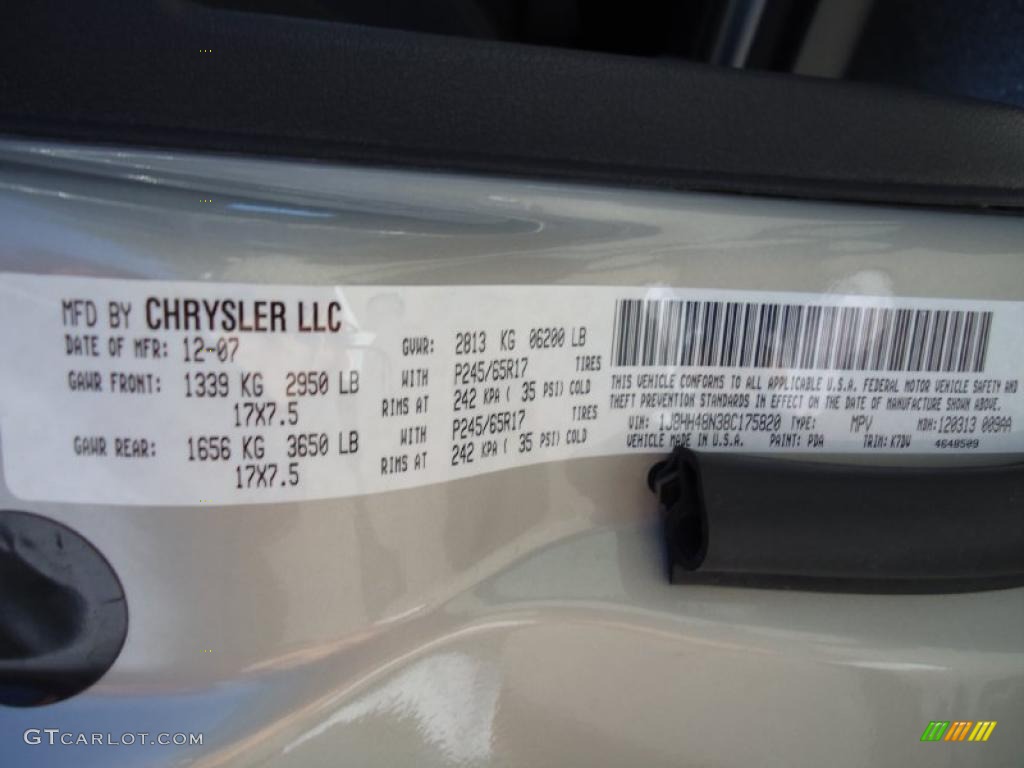2008 Commander Color Code PDA for Light Graystone Pearl Photo #38684838