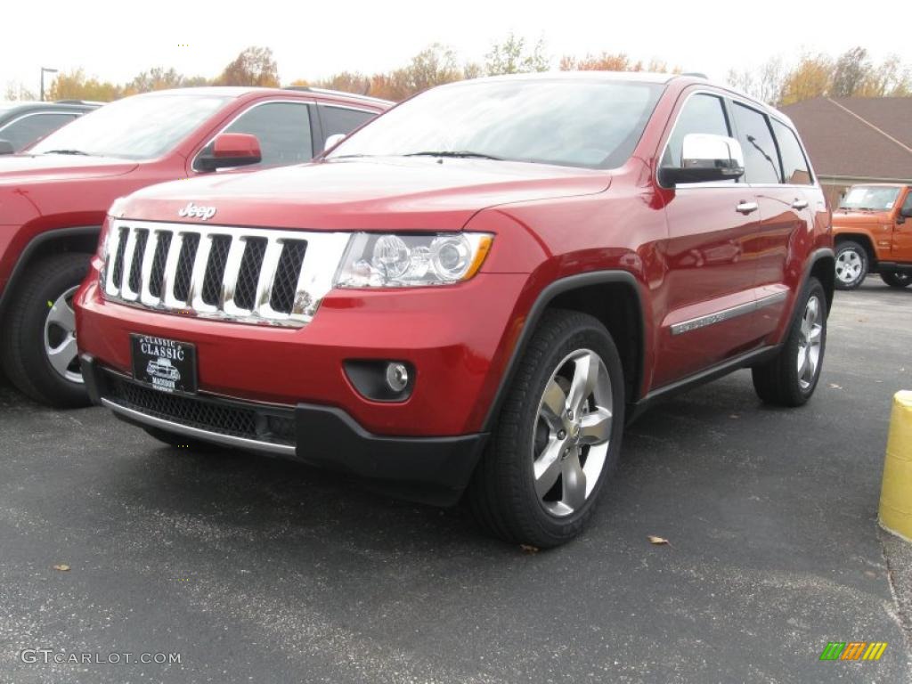 2011 Grand Cherokee Overland 4x4 - Inferno Red Crystal Pearl / Black photo #1