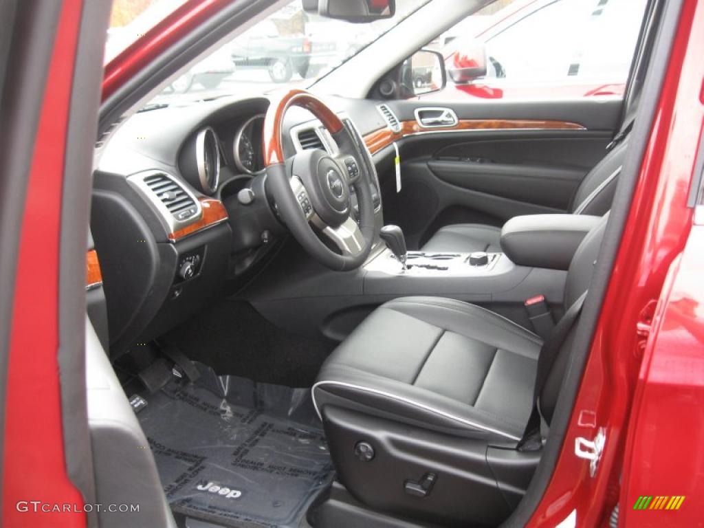 Black Interior 2011 Jeep Grand Cherokee Overland 4x4 Photo #38692762