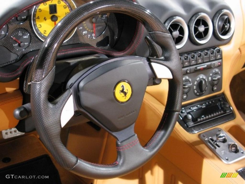 2005 Ferrari 575 Superamerica Roadster F1 Tan Steering Wheel Photo #38695902