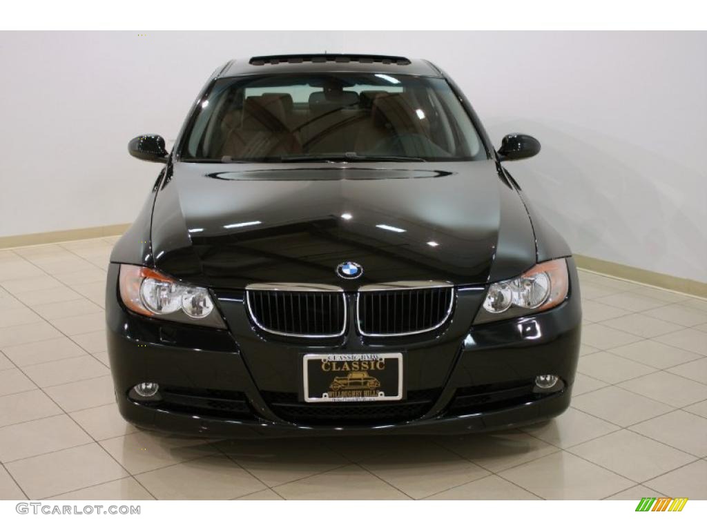 2007 3 Series 328xi Sedan - Black Sapphire Metallic / Terra/Black Dakota Leather photo #2