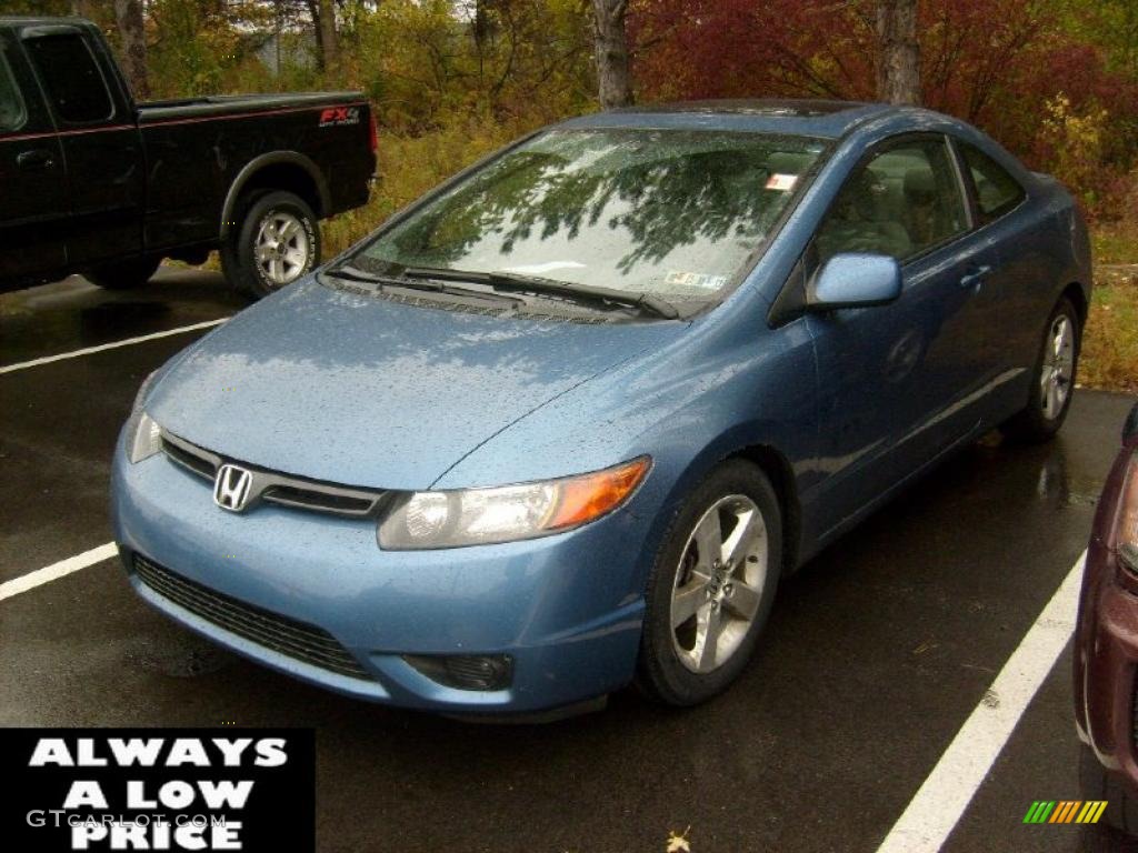 2007 Civic EX Coupe - Atomic Blue Metallic / Gray photo #3